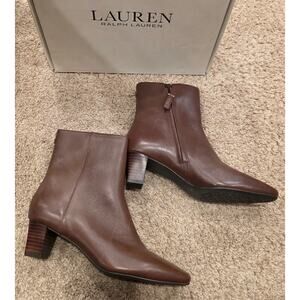 NIB Lauren Ralph Lauren Willa dark mahogany leather zip up boots sz 7.5